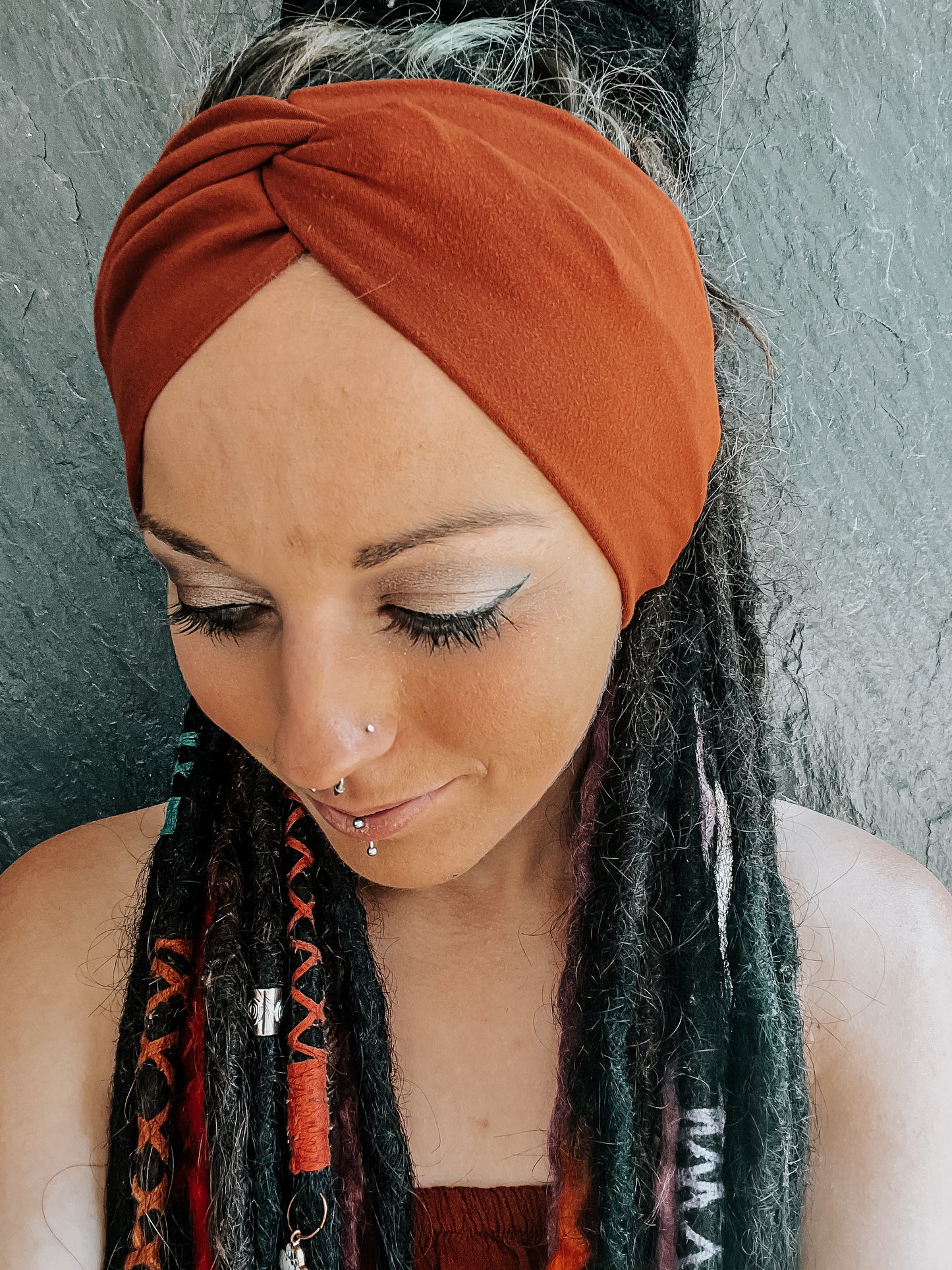 Terracotta Orange Twisted knot headband