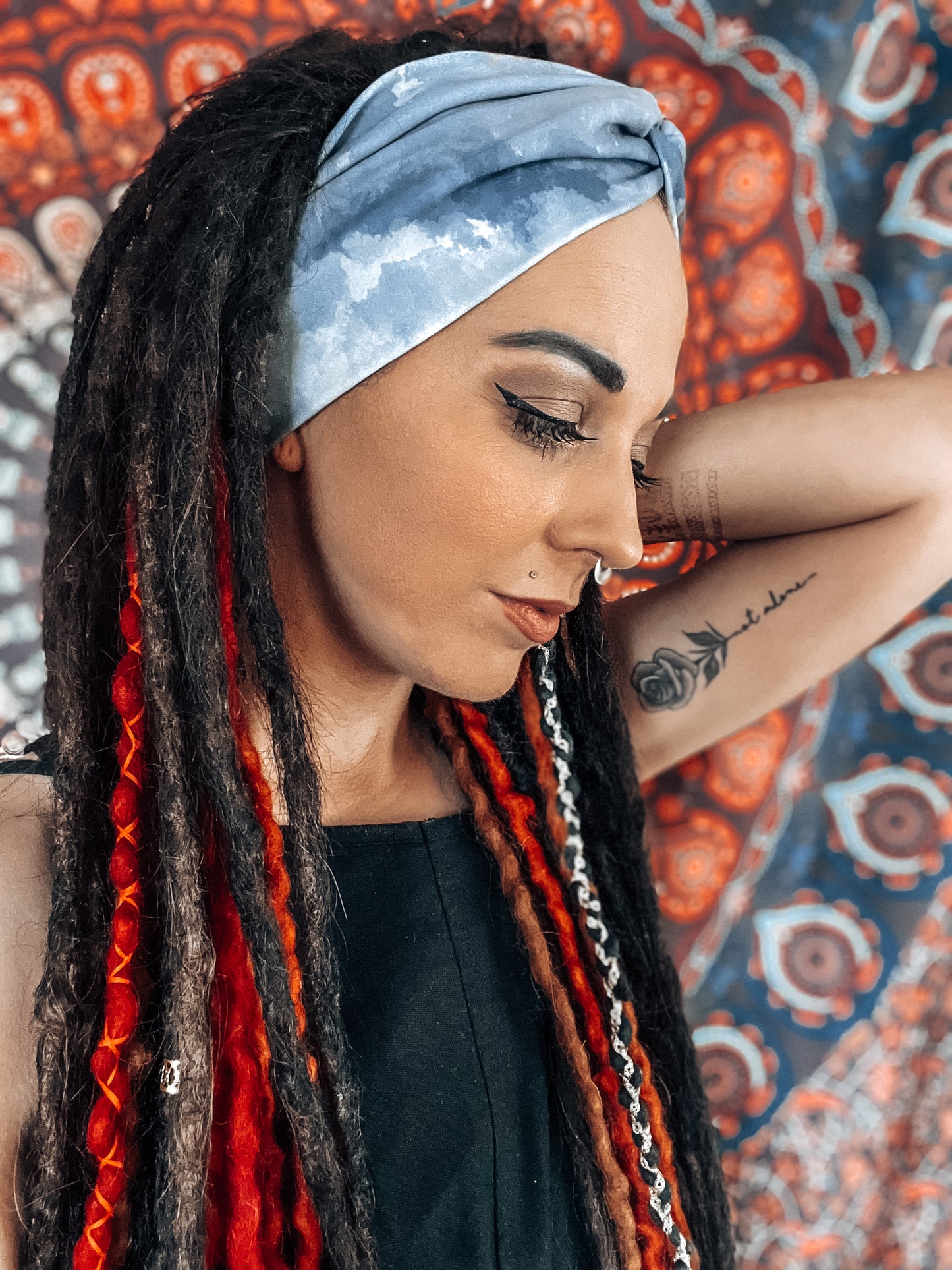 Twisted knot blue tie dye headband