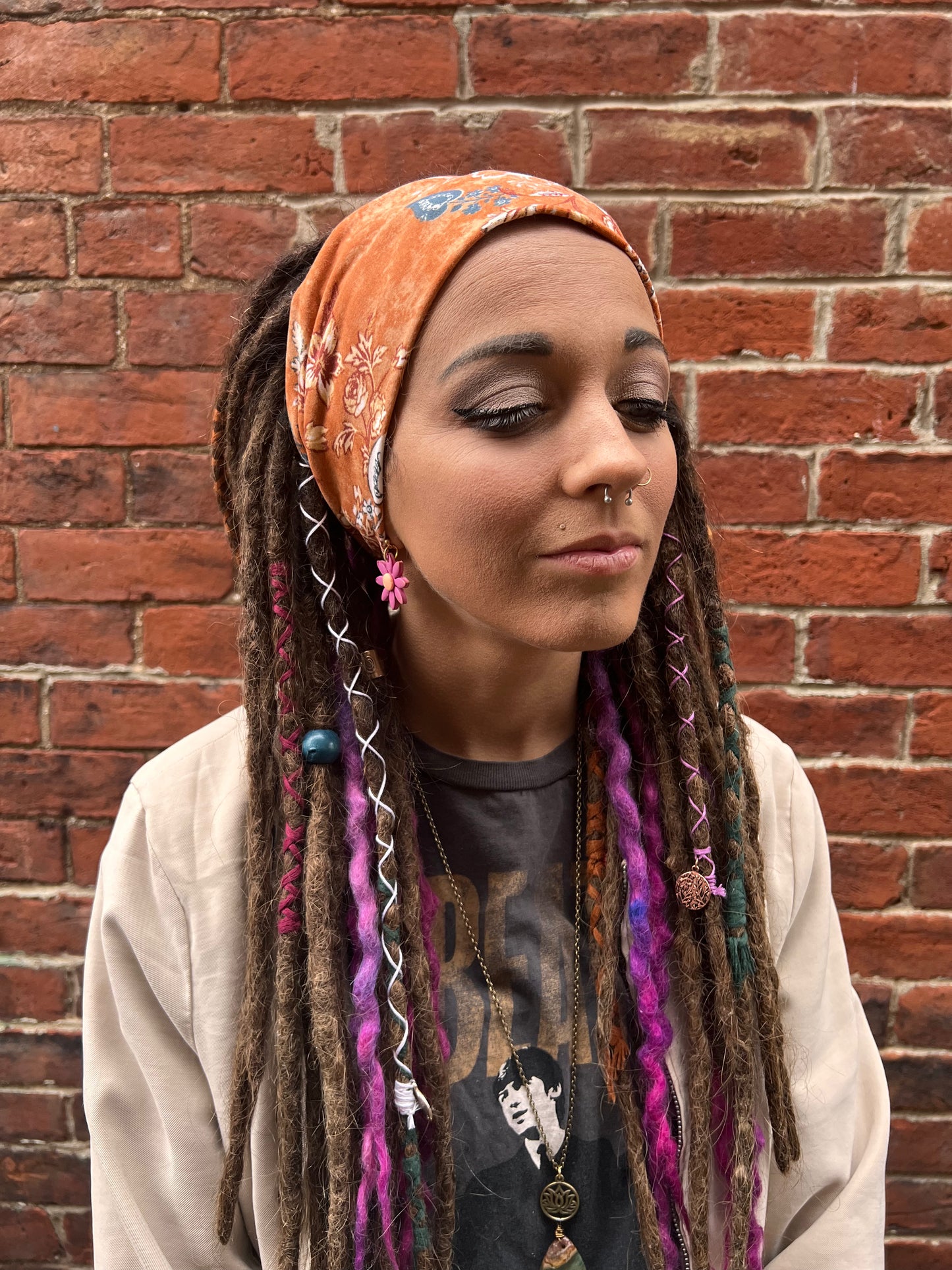 Orange flower headband
